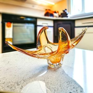 Mid Century Art Glass, Chalet Glass,Amber Art Glass ,Canadian Art Glass